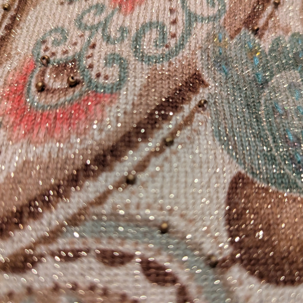 Alfred Dunner Shimmery Cream Floral & Pasley Sweater Shirt - Picture 12 of 14